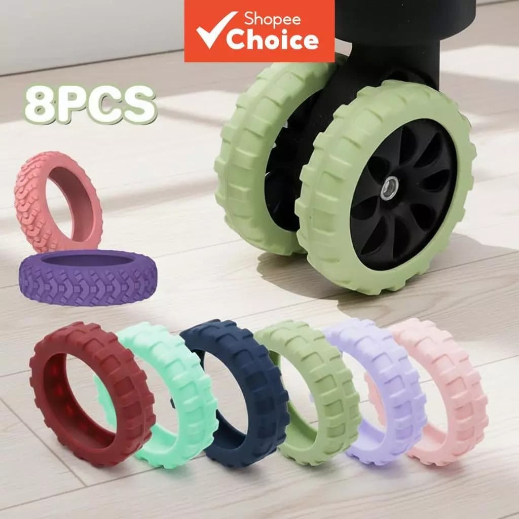 Protetor De Roda De Bagagem De Silicone 8 Peças, Redução De Ruído, Mala De Viagem, Capa De Rodas, Manga De Rodízio