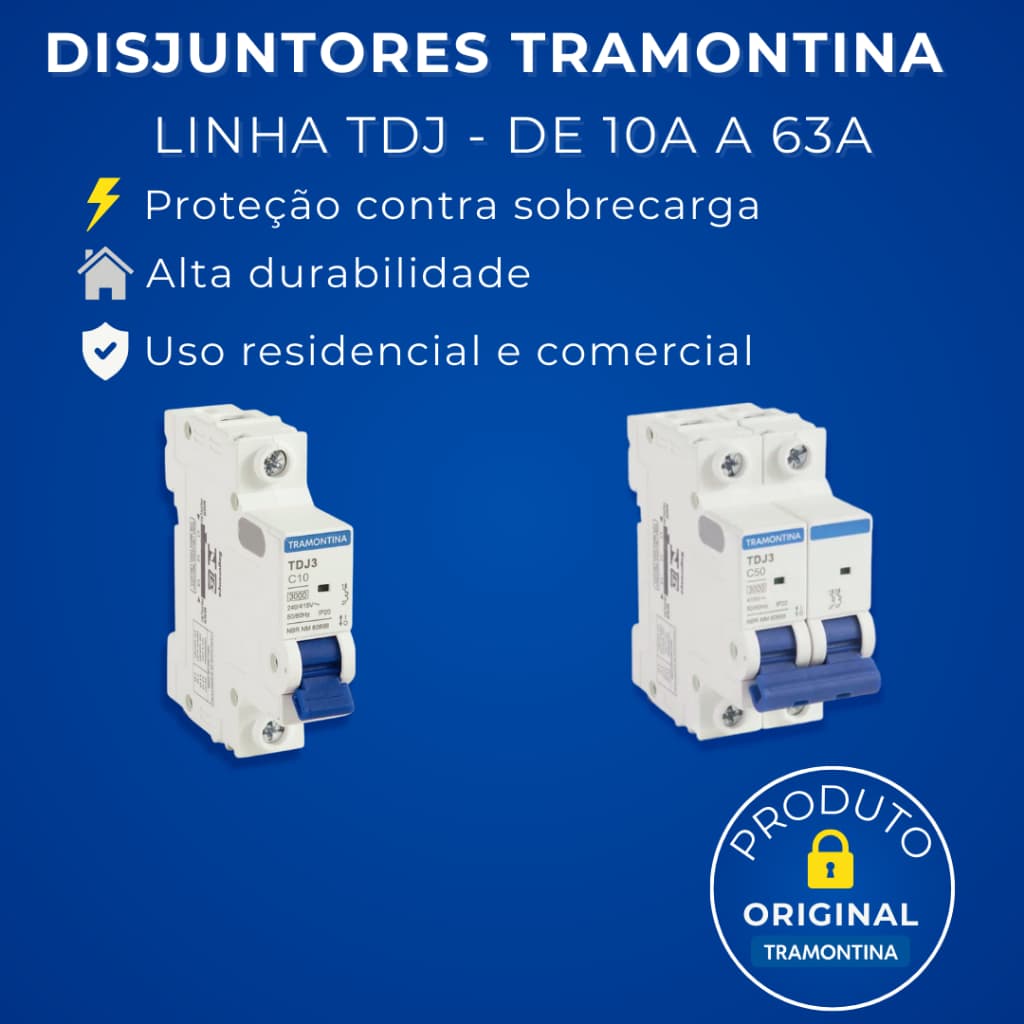 Disjuntor Tramontina TDJ 1P 2P 10A a 63A – Proteção e Qualidade ⚡