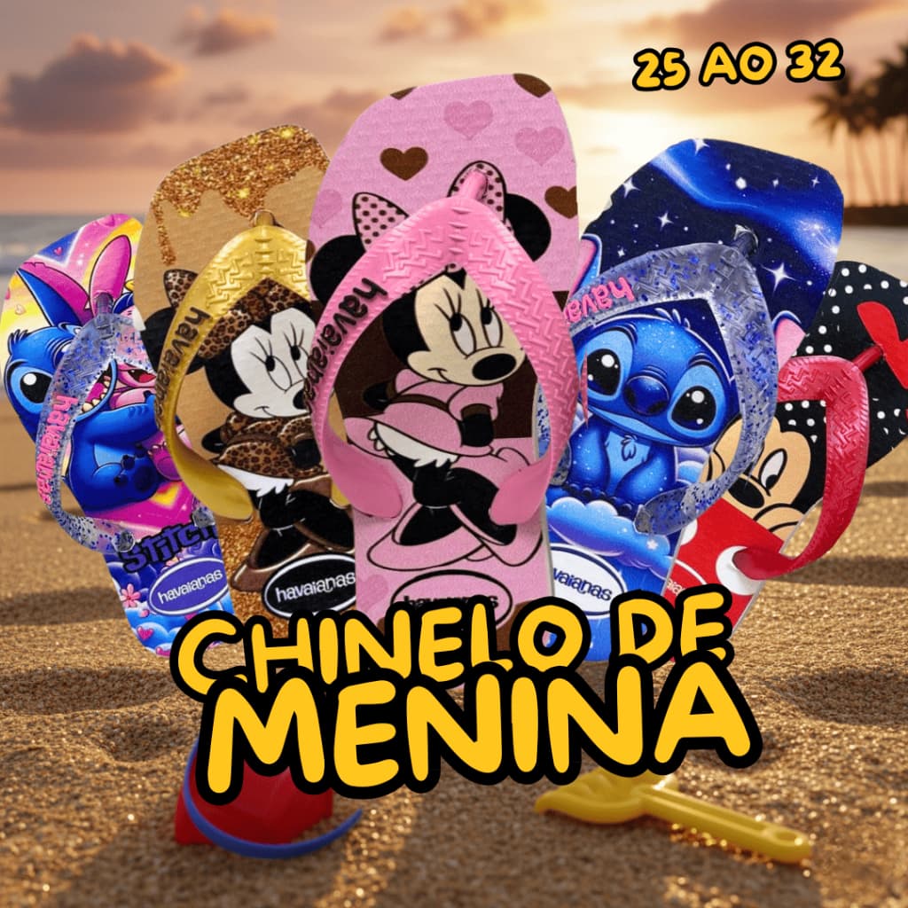 Chinelo Infantil 25 ao 32 Sandália Menina Com desenhos super fofos Encantado Diversão a cada passo