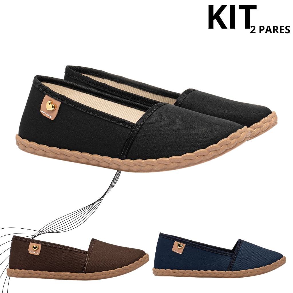 Kit Sapatilha Feminina Macia Flexivel Antiderrapante