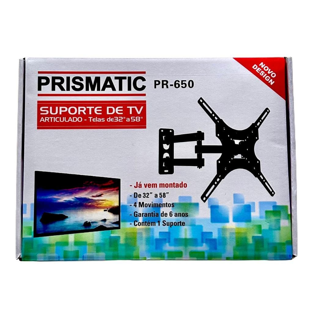 Suporte Articulado para TV 32" a 58" – 4 Movimentos + Kit Completo de Parafusos