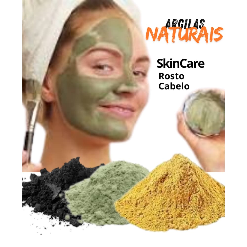 ARGILA SKIN CARE 100% NATURAL PRETA DOLOMITA VERDE ROSA BRANCA CINZA  ROSTO PELE CABELO
