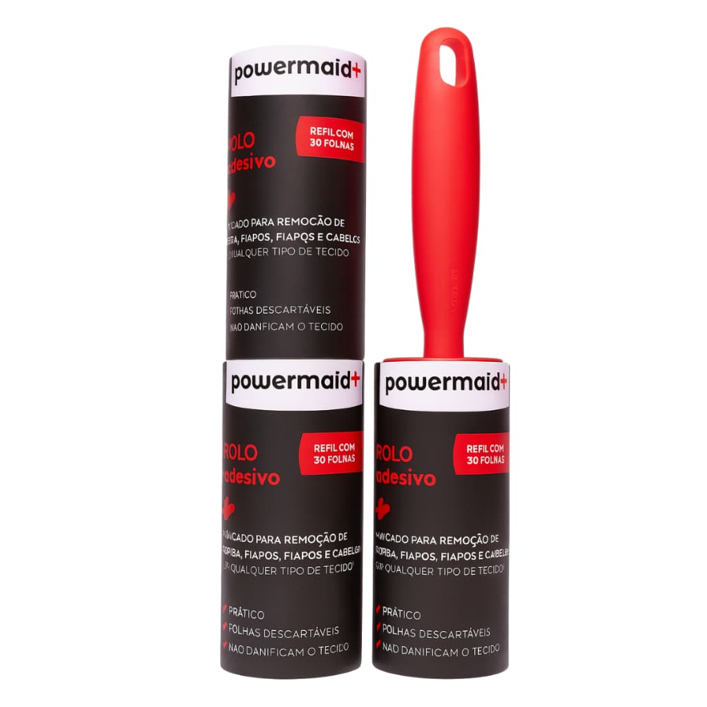 Rolo Adesivo Tira Pelos Com 2 Refis Fiapos Roupas Estofados Prático Powermaid 90 Folhas