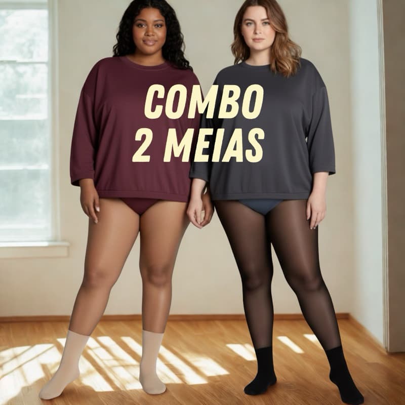 Kit Meia-Calça Fio 70 Acetinada Plus Size – Veste do 42 ao 52/54 | Alta Elasticidade e Conforto