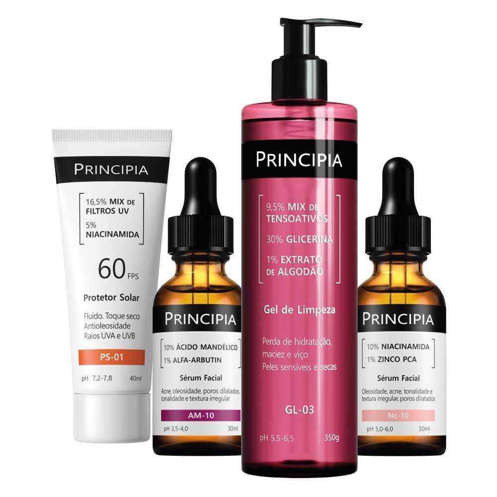 Principia Kit Anti-Manchas Peles Sensíveis c/ GL-03 + Sérum Niacinamida NC-10 + Sérum Mandélico AM-10 + Protetor Solar