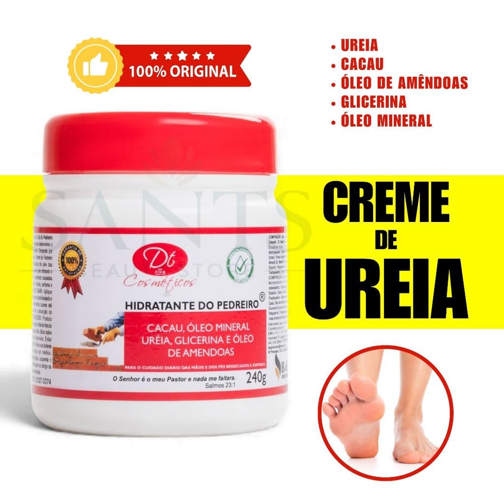Creme De Ureia 500g Hidratante De Pedreiro Diversos Tamanhos Pés Rachados Ressecados Rachaduras