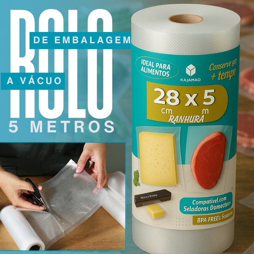 Bobina De Saco Plástico A Vácuo Gofrada Estriada Ranhura 5 Metros -1 Rolo Ranhuras Embalagem A Vácuo