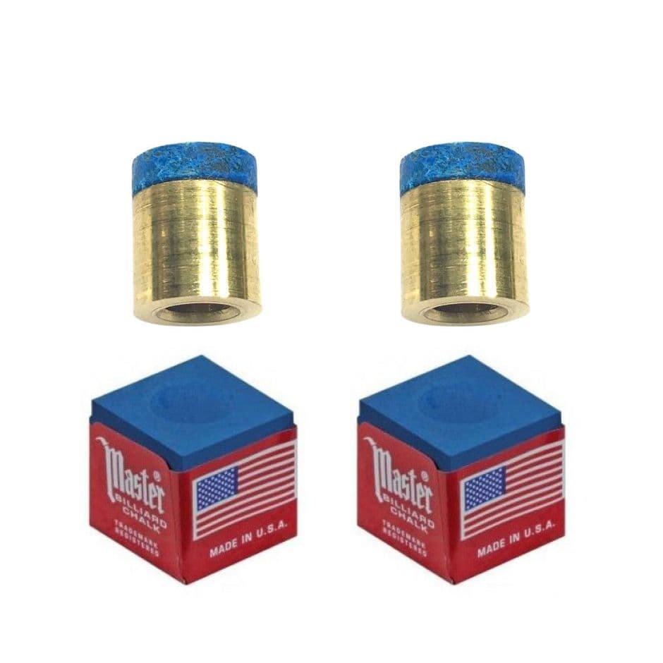 Virolas Ponteira Couro 11mm Para Taco Sinuca Bilhar Snooker + 2 Giz de Sinuca Master APEX