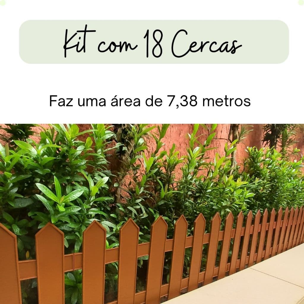 Kit com 18 Cercas Plásticas de Jardim Marron - Modelo Inglês.