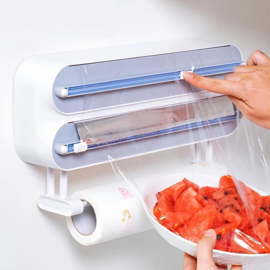 Porta Papel Filme Alumínio Dispenser 3 Em 1 Cortador Duplo.XHL_HOME