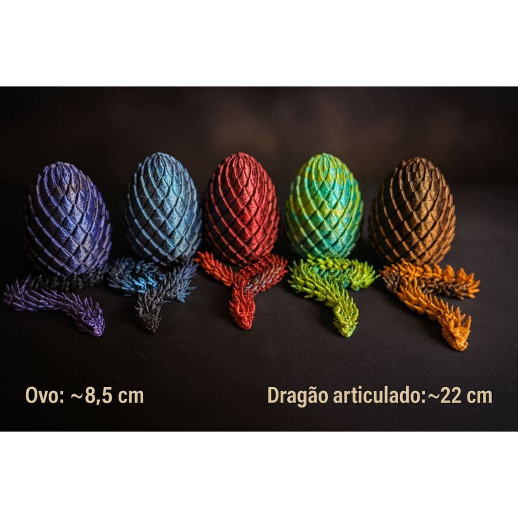 Kit Dragão Articulado com Ovo Decorativo 3D Dual Color | Envio Rápido