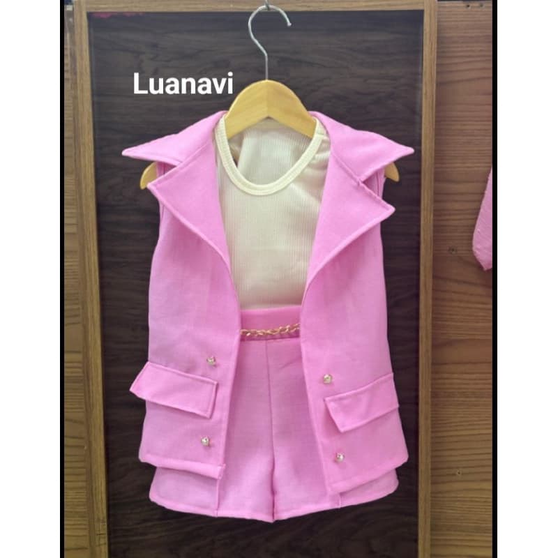 CONJUNTO INFANTIL MENINA COLETE E SHORT ALFAIATARIA 2-12 Anos infantil e juvenil