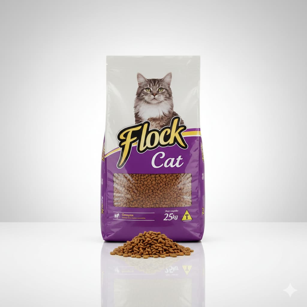 Ração Flock Cat Gatos Adultos Mix carne, peixe e frango - 25kg