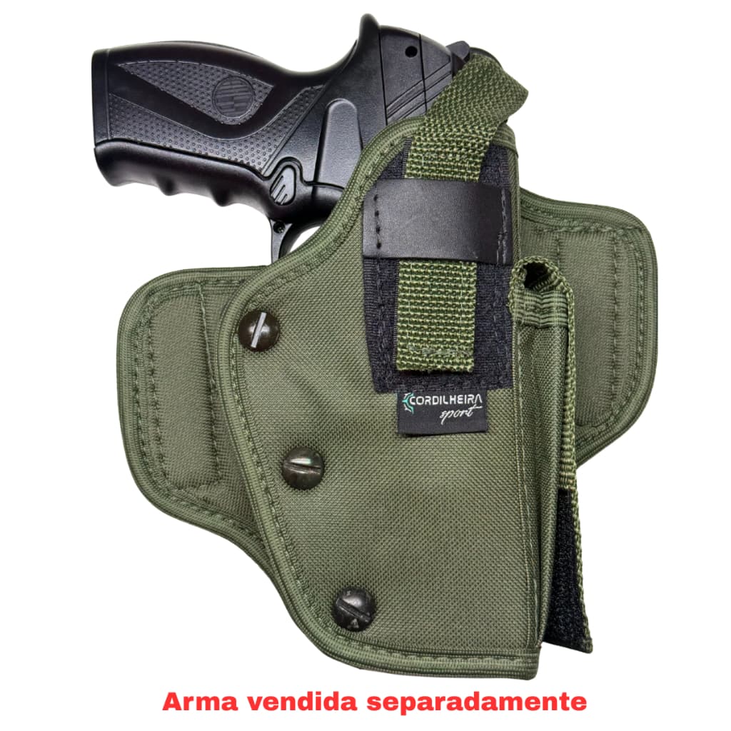 Coldre Destro (Lado Direito) Panqueca Parafuso c/ Porta Magazine Cintura | Militar | Verde