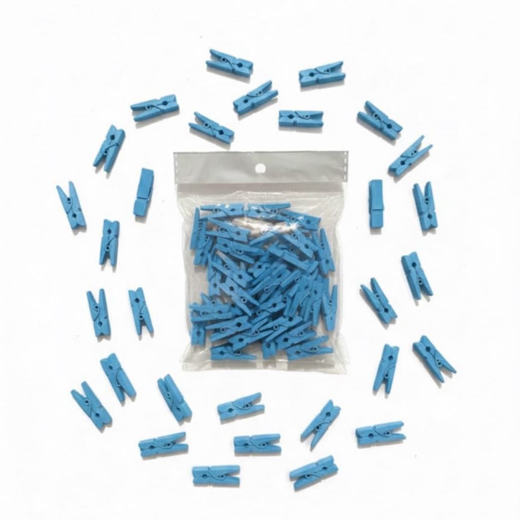 Kit 200 Mini Prendedor / Mini Pregador Para Fotos 2,5cm Azul
