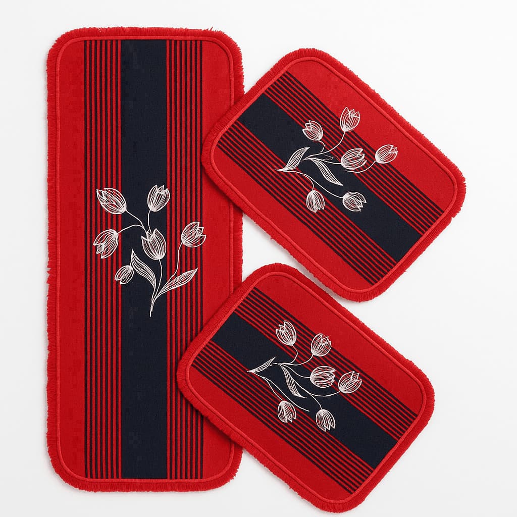 Kit Cozinha Tapete Passadeira 3 Peças estampado