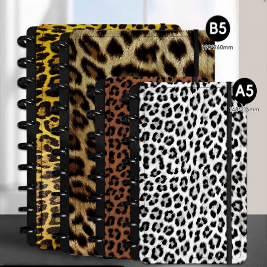 Caderno Organizador com Capa Dura PU Super Estilosa em Estampa de Onça - para Anotar Seu Dia a Dia!