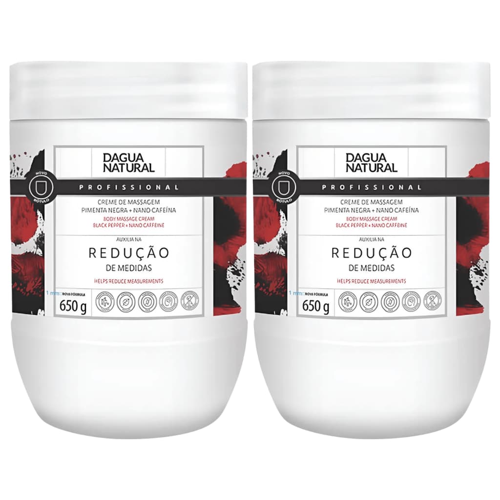Kit Com  2  Creme de Massagem Redução De Medidas D'agua Natural Pimenta Negra 650g