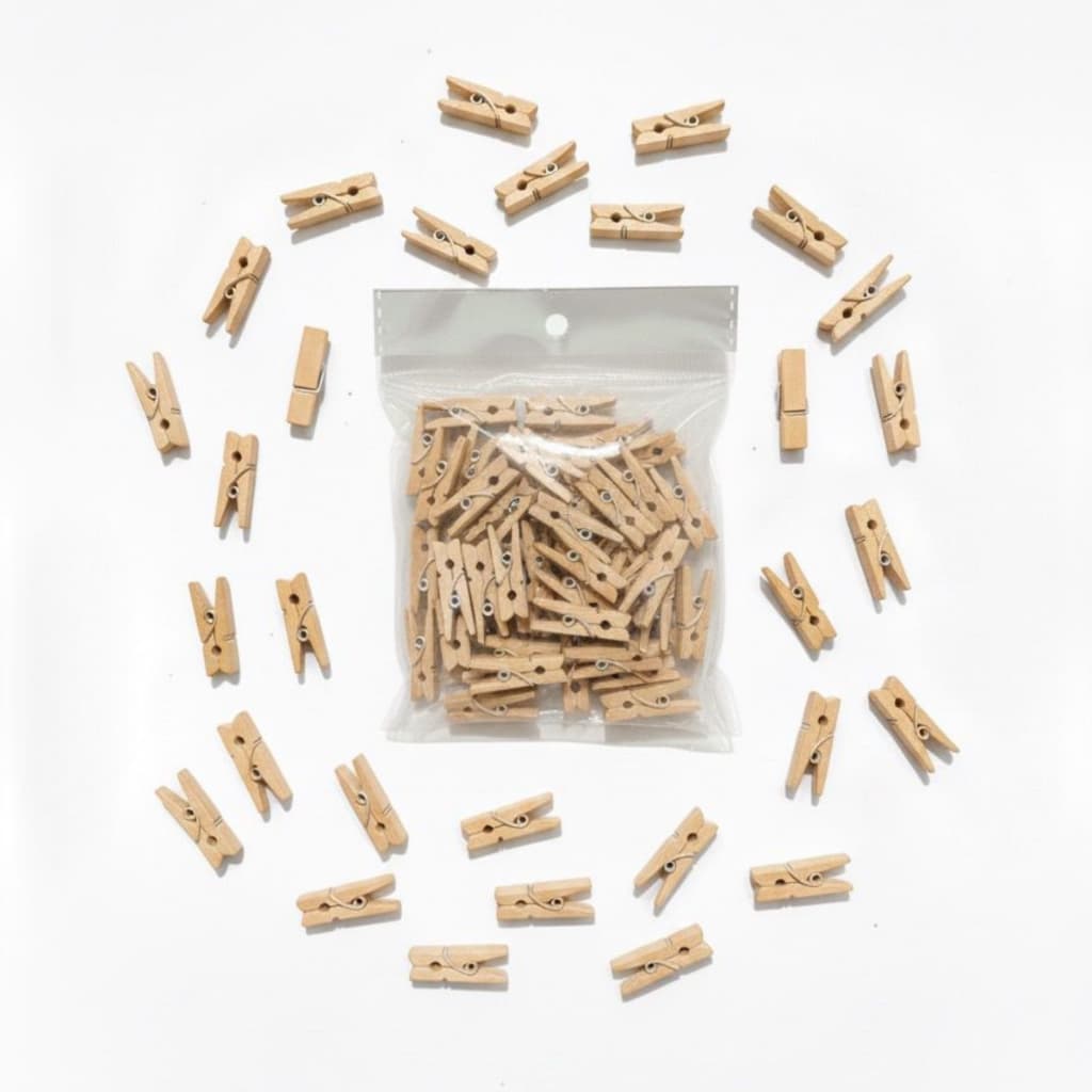 Kit 200 Mini Prendedor / Mini Pregador Para Fotos 2,5cm Madeira