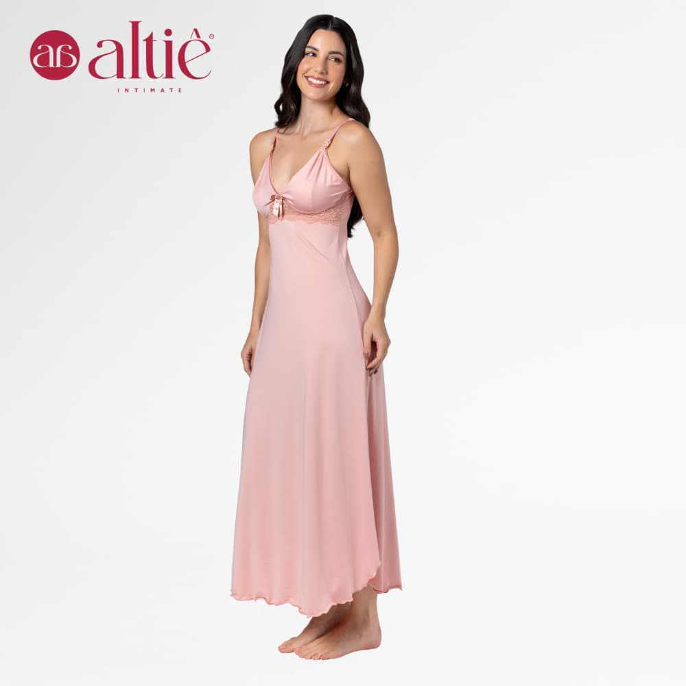 Camisola Longa Amamentação Renda Confortável Noite Macia Facilita Amamentar