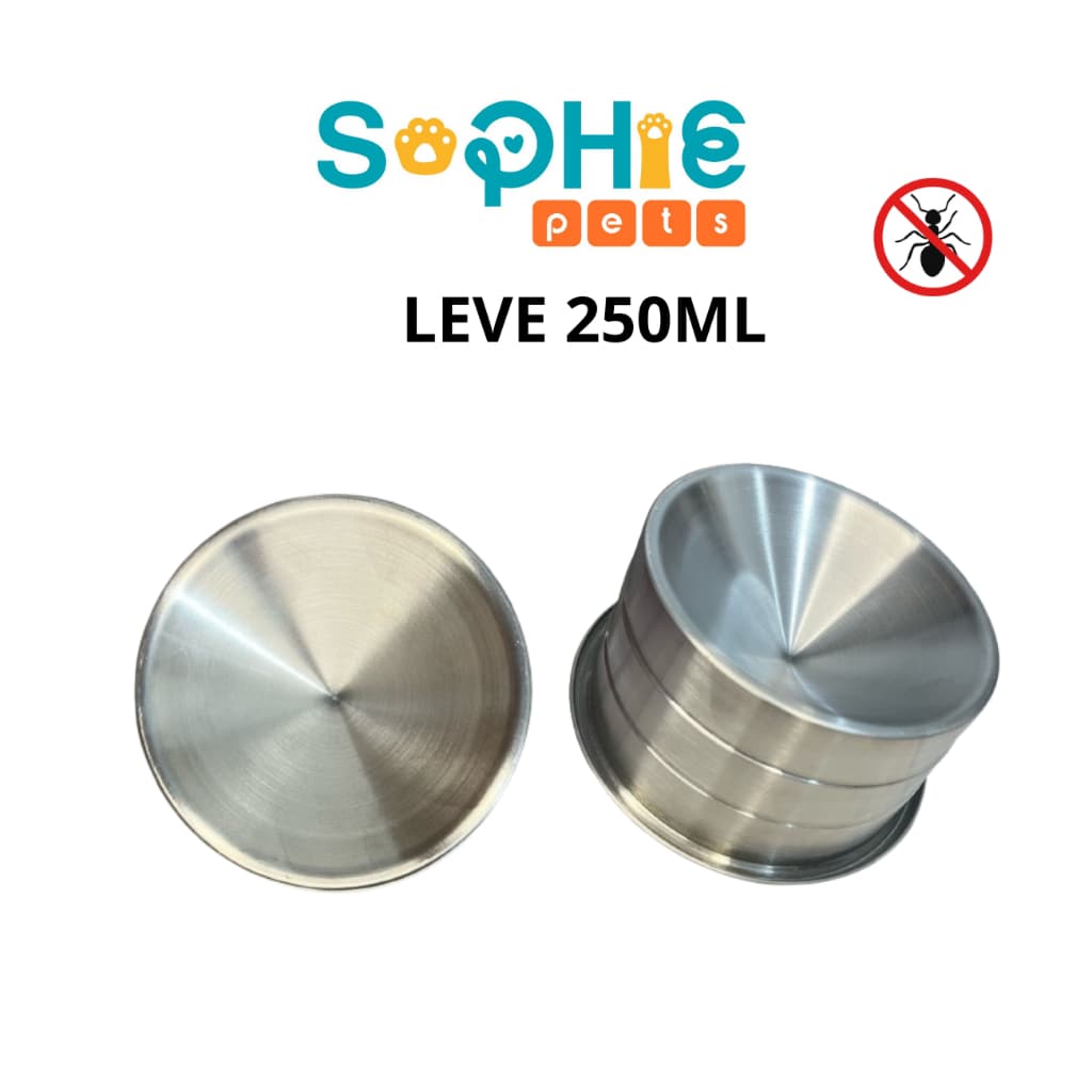 Kit 2 Comedouro Ergonômico Anti-Formiga Elevado Leve Para Gato Pet Alumínio 250ml