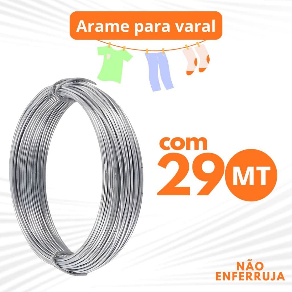 Arame liso galvanizado para varal com 29 metros
