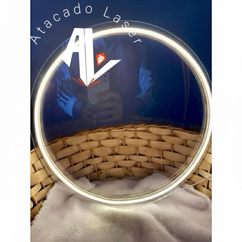 Placa de acrílico redondo com led neon e furos para personalização- Ideal para decoracao festa