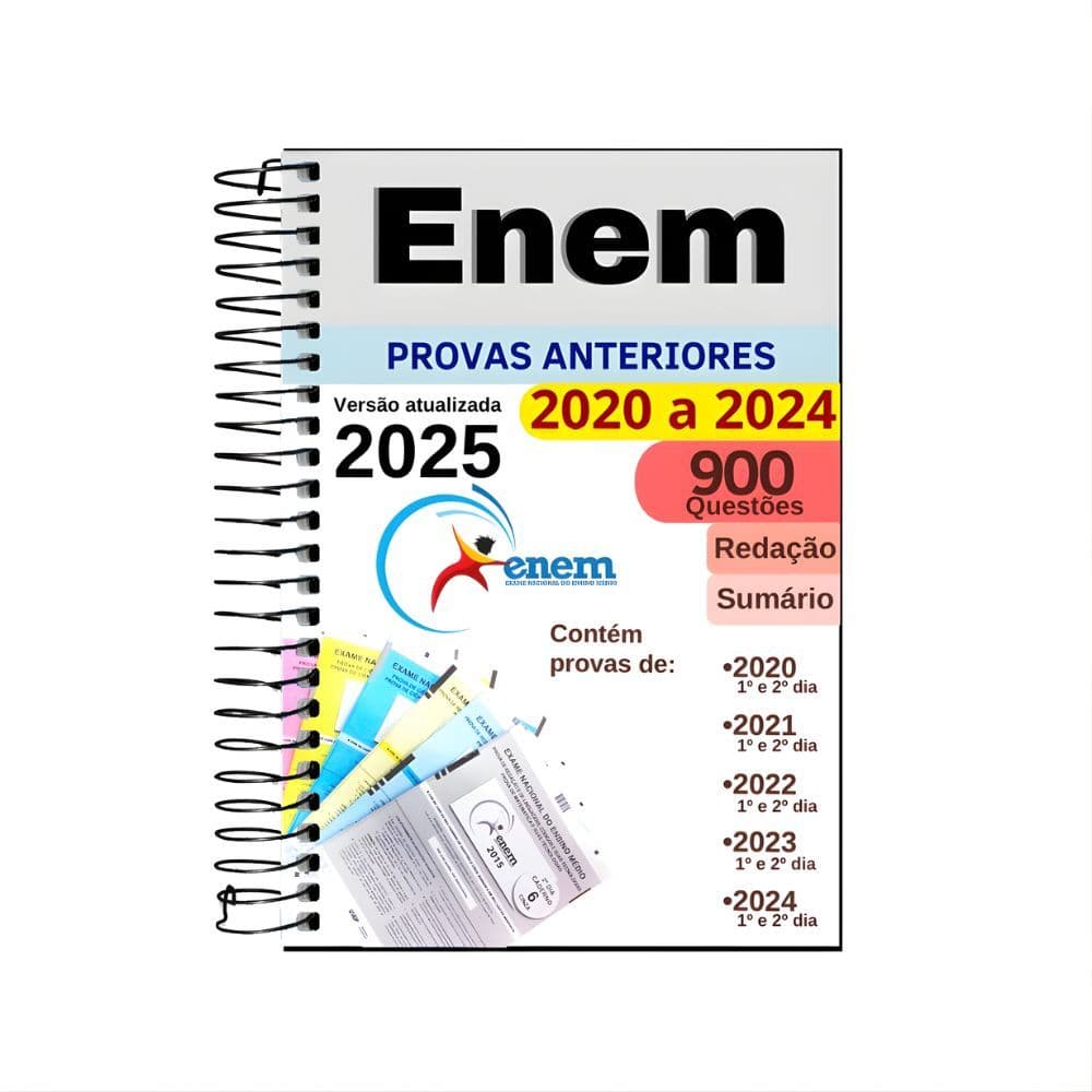 Apostila Enem 2026  Caderno Com 5 Anos de Provas 900 Questões