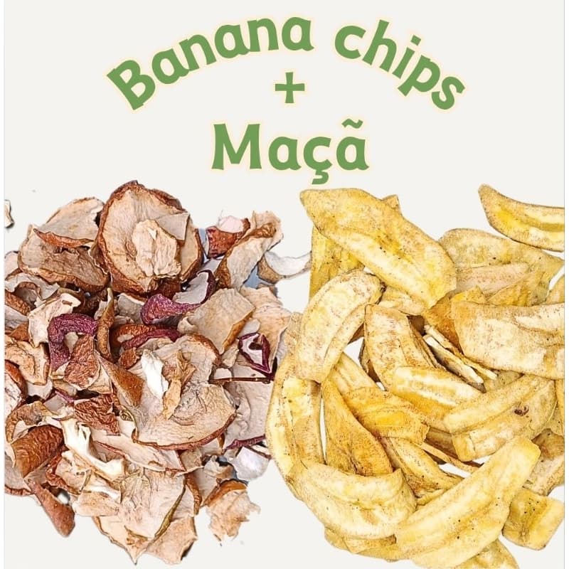 Banana Chips+ maçã desidratada, petisco, roedores, aves, hamster, gerbil, coelhos, chinchila