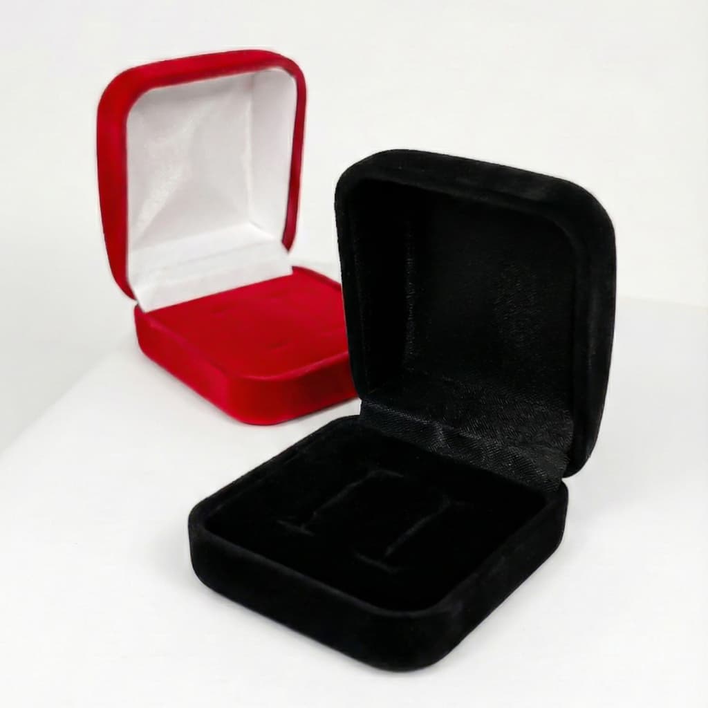 Caixinha Estojo para Par de Anel ou Aliança de Veludo Preta ou Vermelha