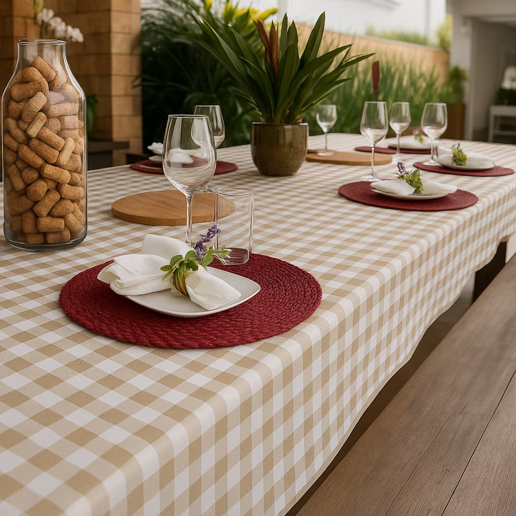 Toalha de Mesa promoção Estampada Xadrez | 6 Lugares | Ideal para Cozinha
