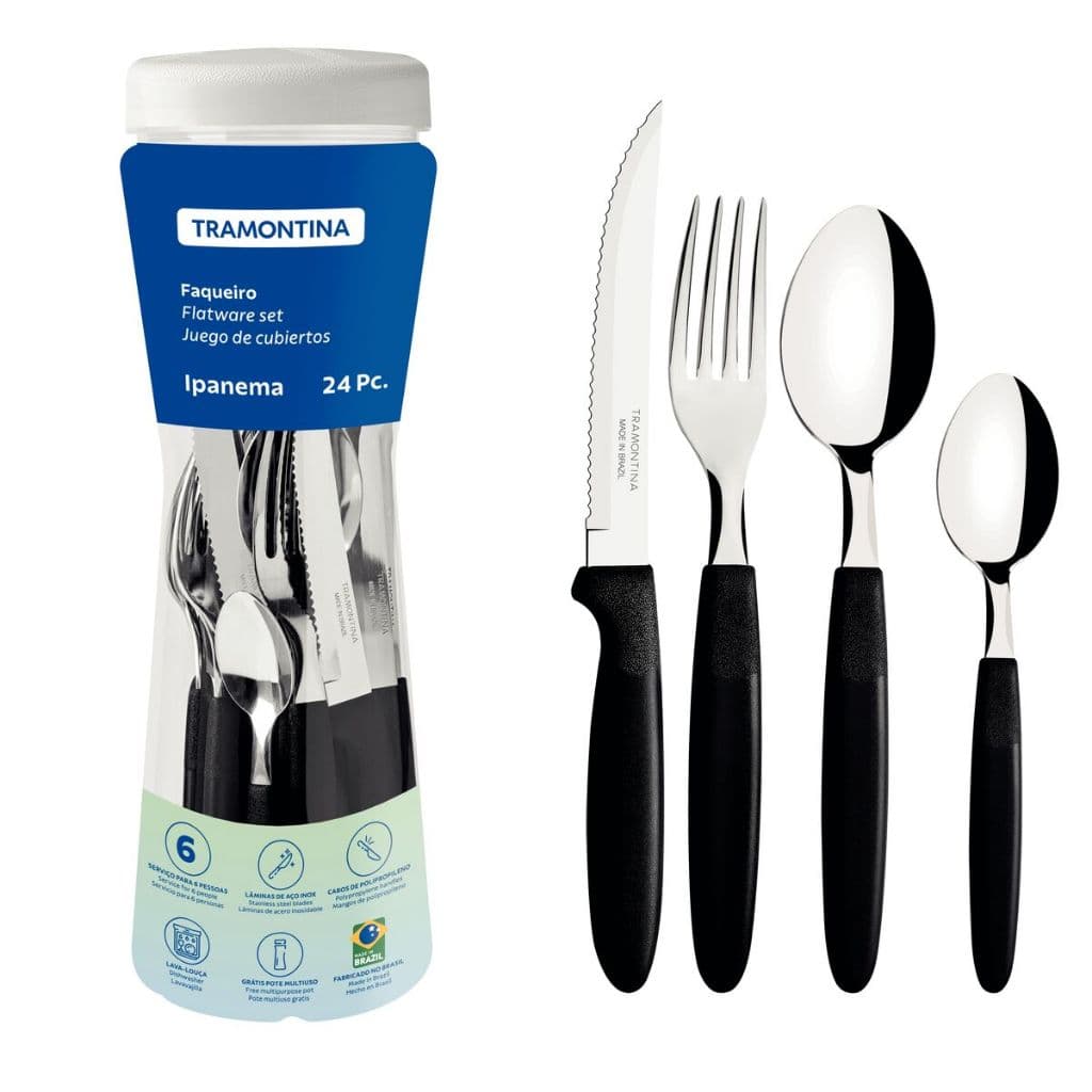 Faqueiro Tramontina Ipanema 24pçs  Branco - Azul - Preto - Vermelho