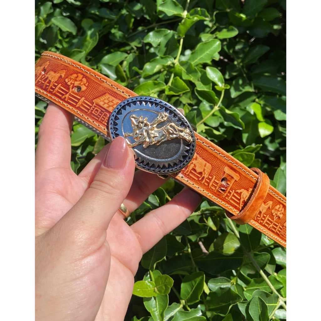 Cinto Fivela Country Touro Infantil Rodeio Vaquejada Festa Junina 100% COURO BOVINO !!!