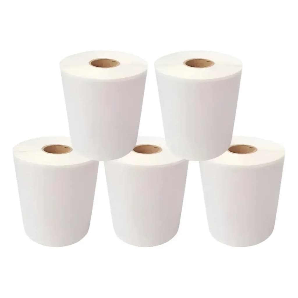 5 Rolos Etiqueta Térmica Adesiva 10x15 100x150 Serrilha Branco E-Commerce Não Usa Ribbon (200 Etiquetas/Rolo)