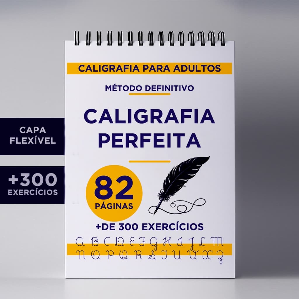 Caderno de Caligrafia Adultos Capa Flexível | Treino Escrita Cursiva | Letra Bonita | Tamanho: 21cm x 29,7cm (A4)