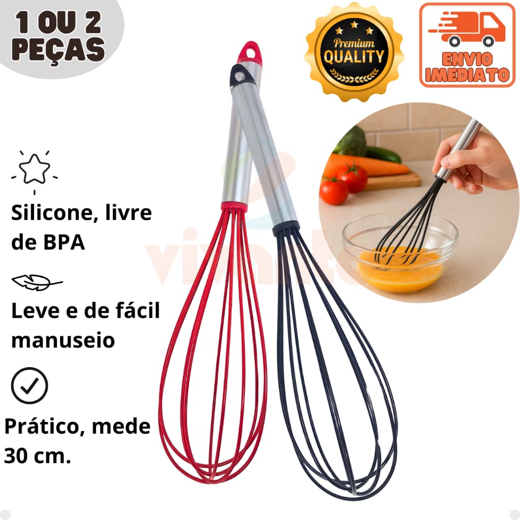 Fue de Silicone 30 cm. Premium Resistente Batedor de Claras Fouet Utensílios para Cozinha