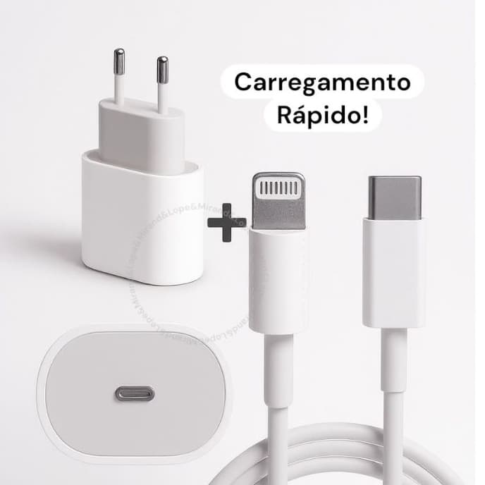Kit Carregador Turbo Fonte com Cabo Carregamento Rápido 35W