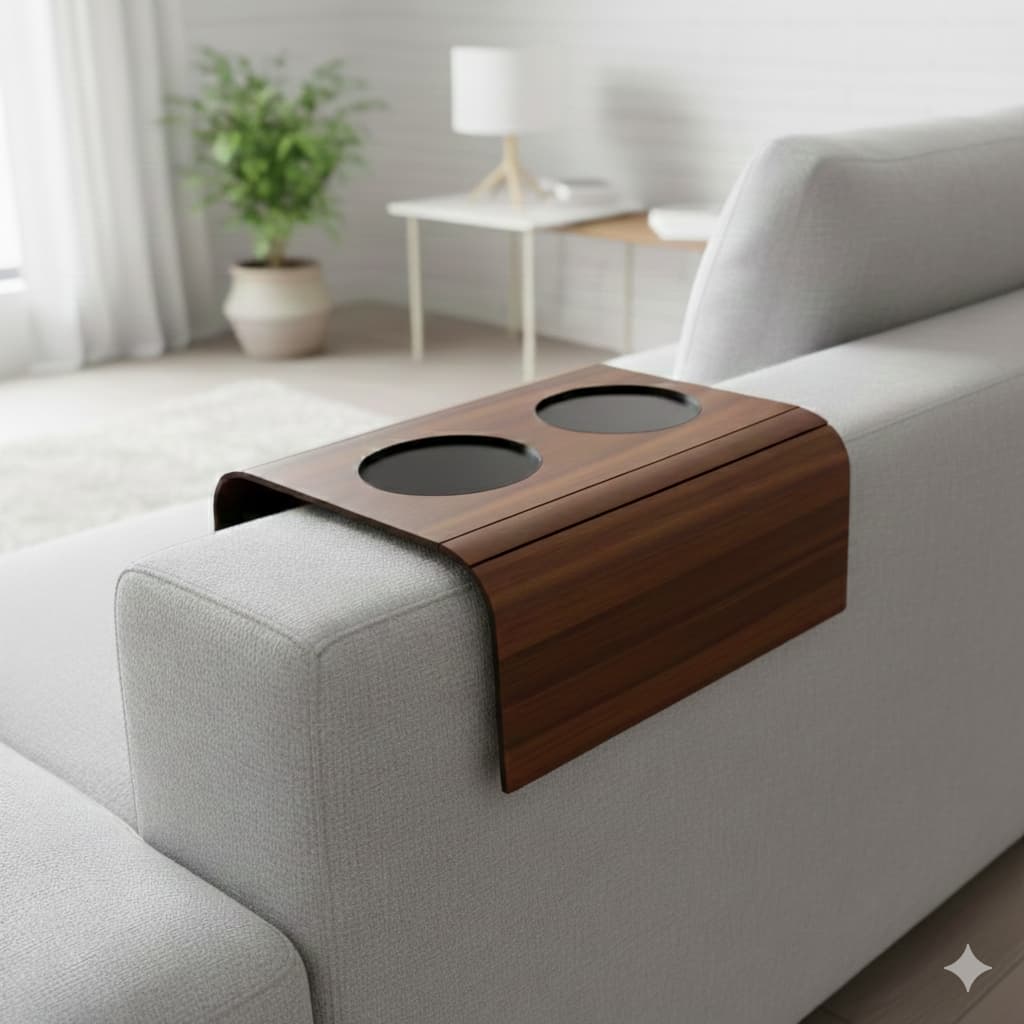 Porta-Copo para Sofá em MDF Organização Total--Versões com e sem Nicho Acabamento Premium