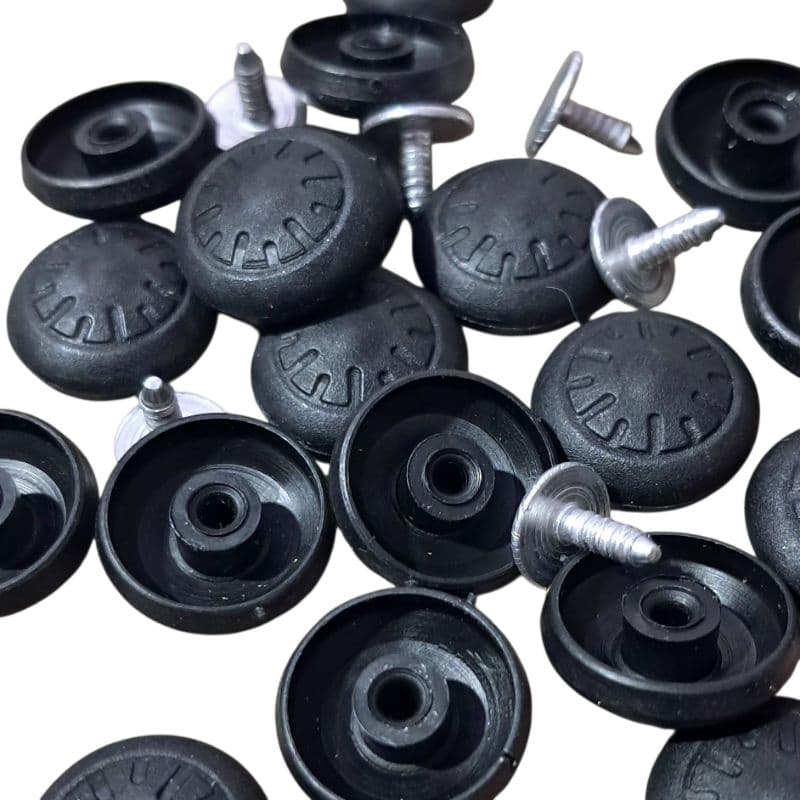 Botão Para Boné Preto com Pino de Alumínio