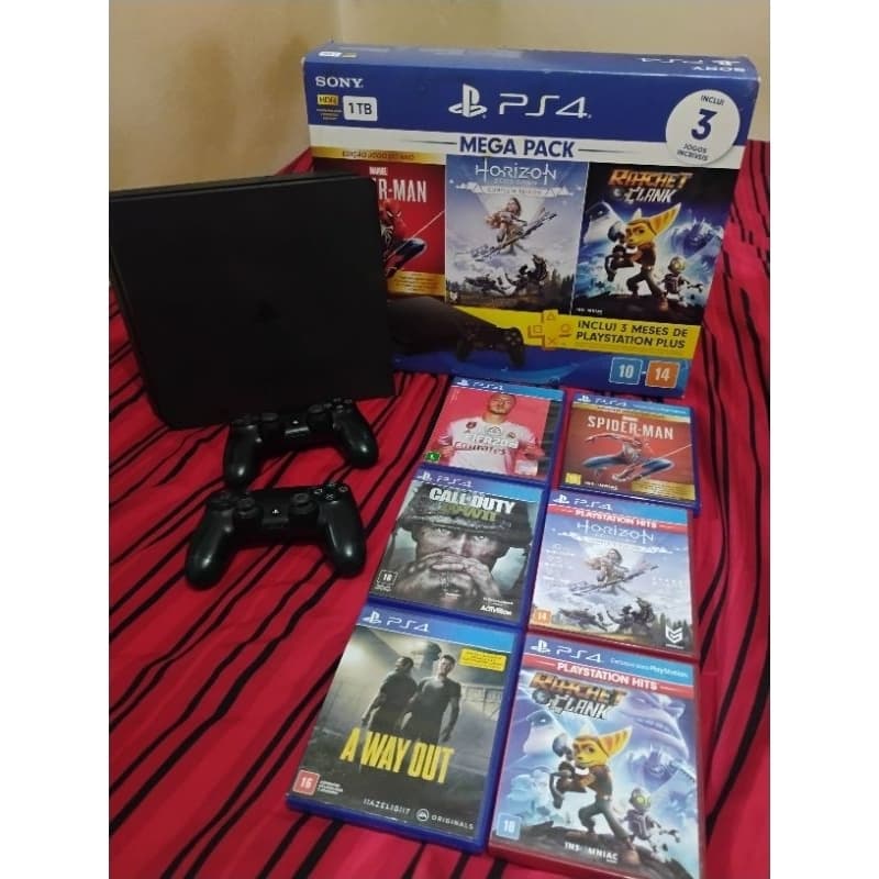 Playstation 4 Slim 1TB com 2 controles
