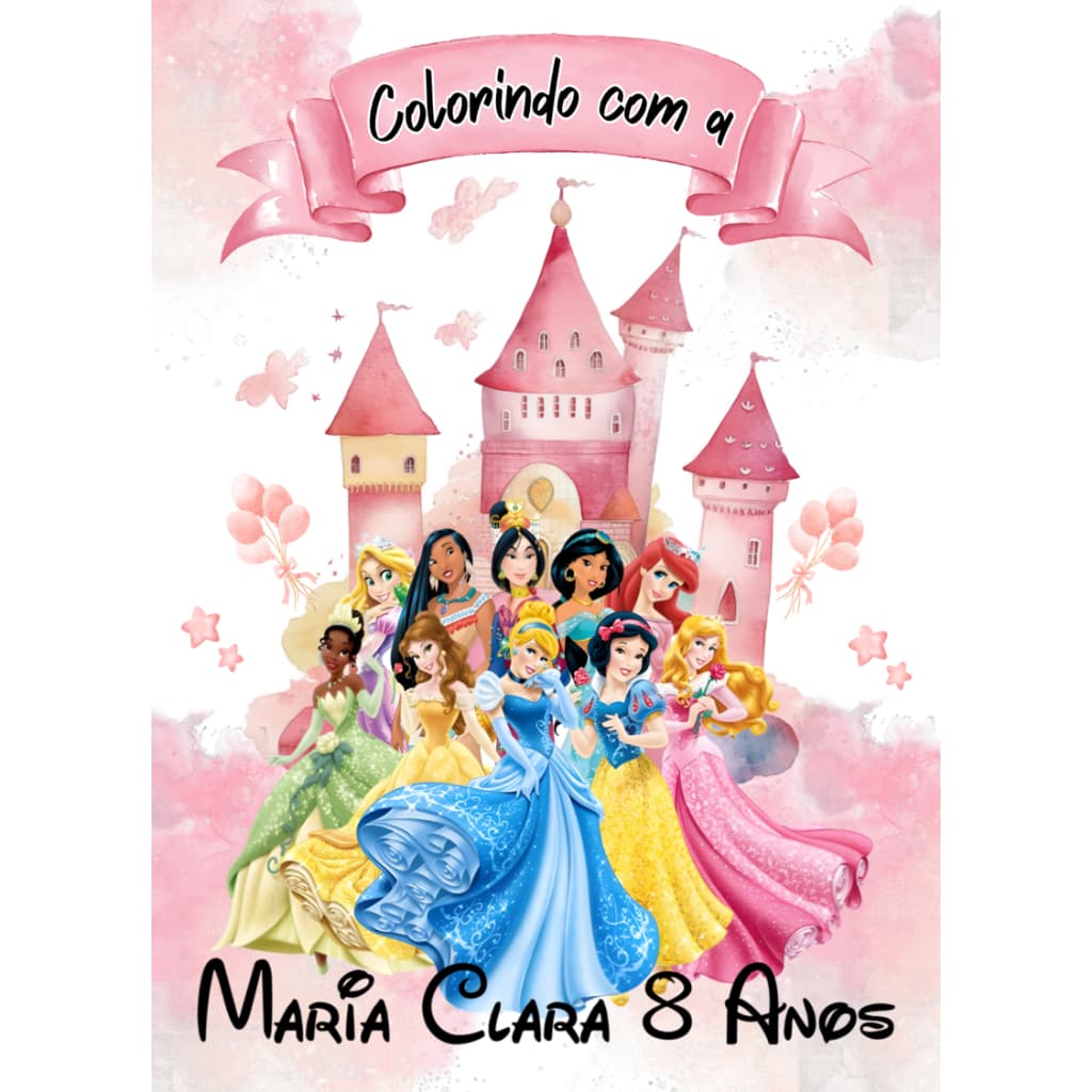 KITS 10-15-20-25-30 Livro de Colorir PRINCESAS e PRÍNCIPES DA DISNEY - Lembrancinha - Personalizados
