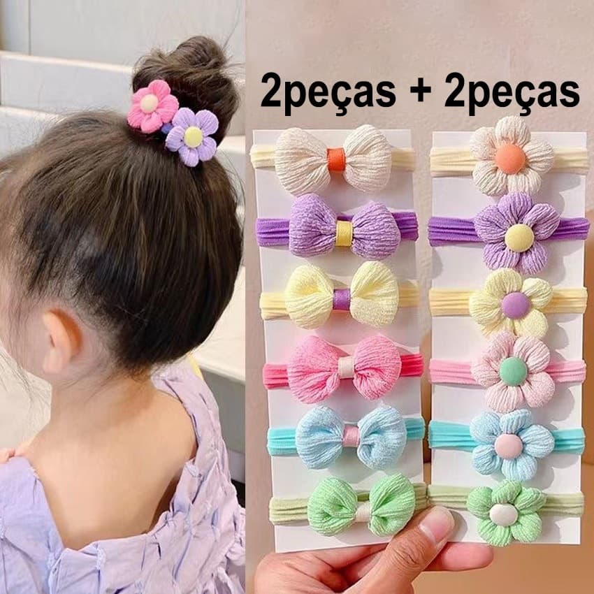 24 Pçs Laços De Cabelo Elásticos Altos Crianças Flor Arco Headbands Faixas .