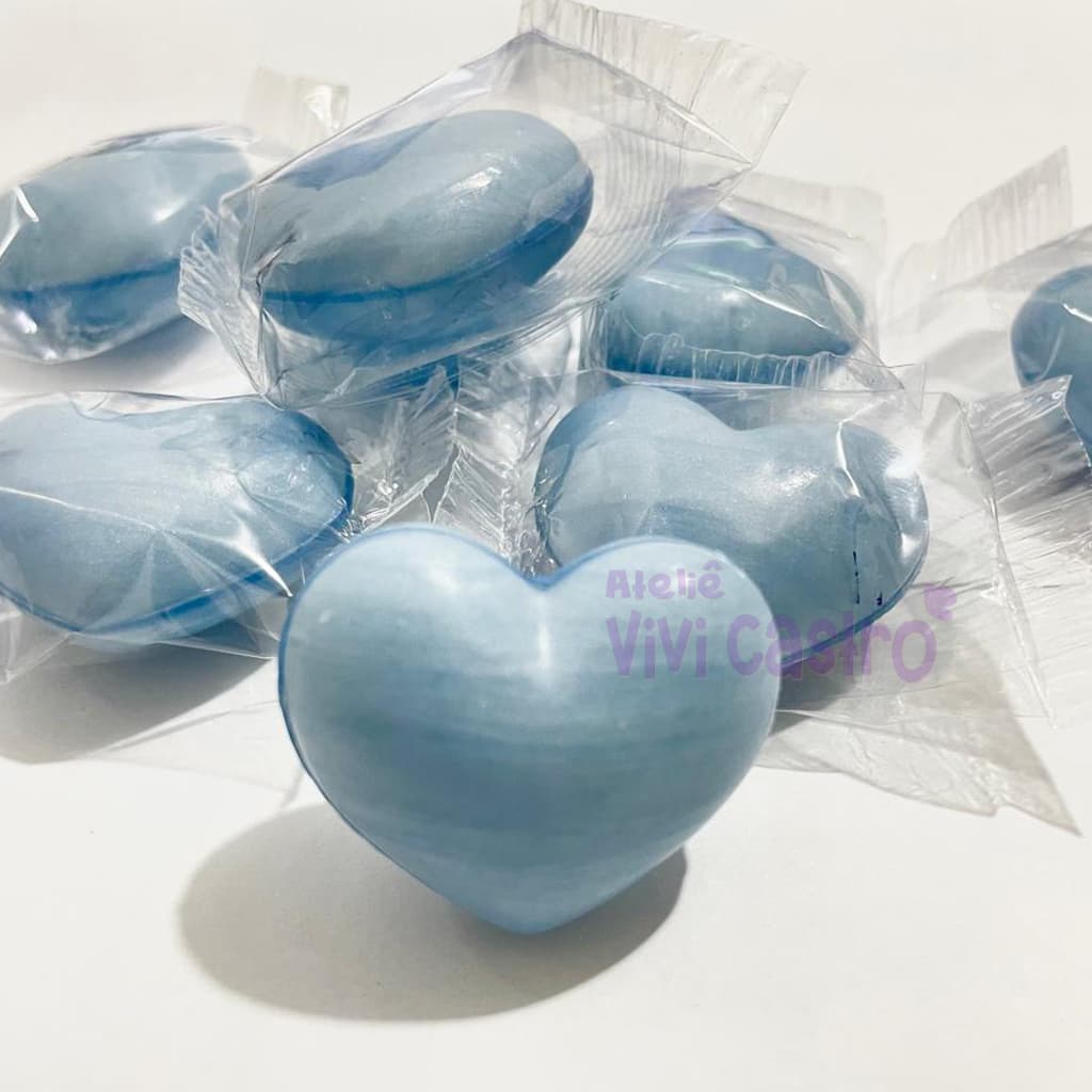 10|20|30 -  Mini Sabonete Coração Azul Claro Serenity