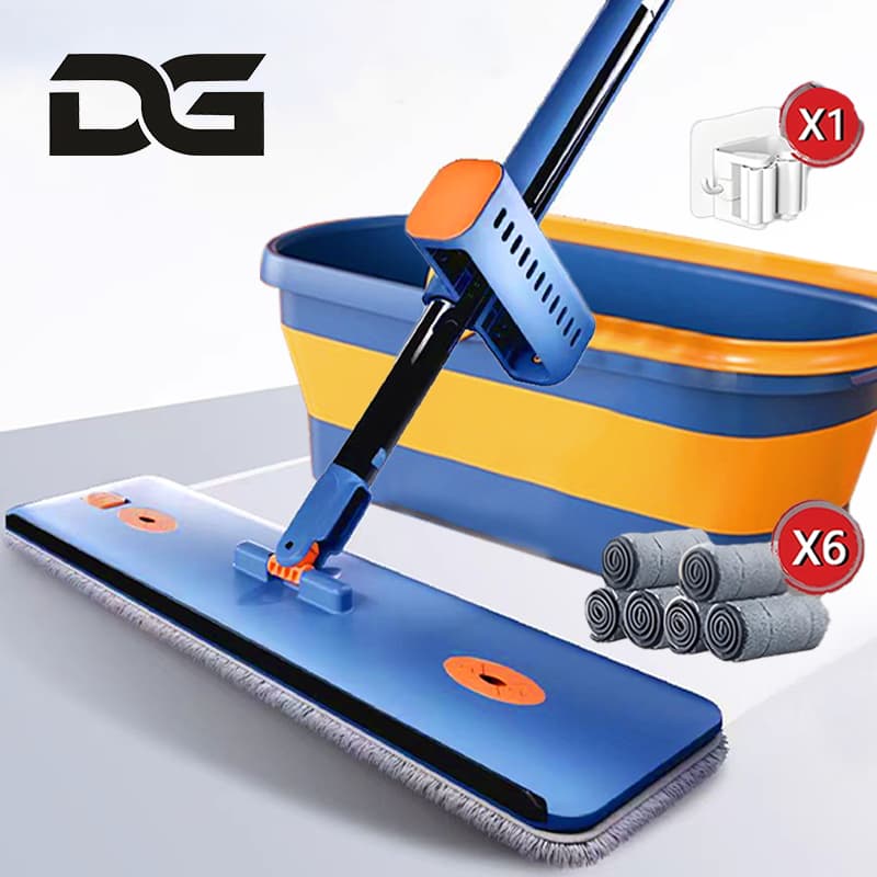 9 Peças Esfregão Lazy Mop Kit de Limpeza Com Balde Raspador Mãos Livres Dobrável Seco/Molhado S10