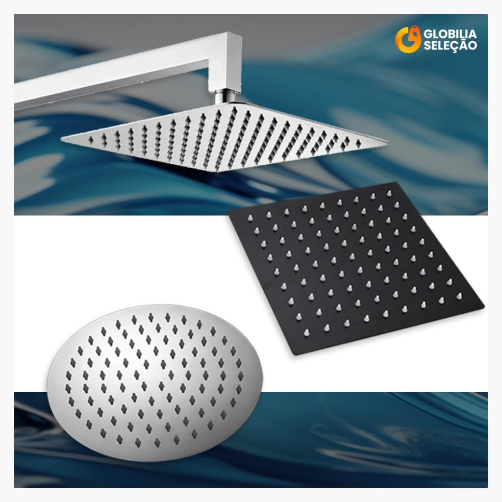 Ducha  Inox 304 Quadrado 20x20 cm 15x15 cm Com Braço 40cm
