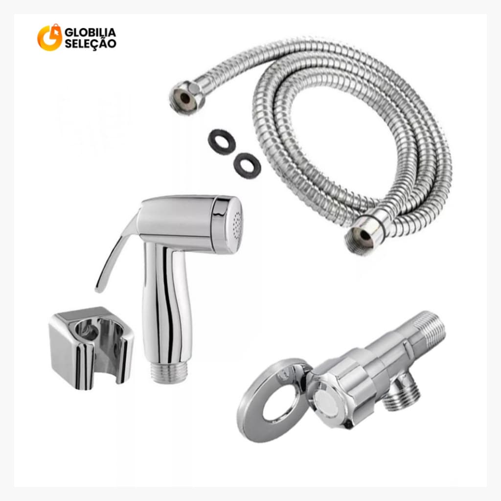 Kit de Ducha Higiênica Para Banheiro Completa Luxo Metal Inox núcleo da válvula de cobre 1,2m Chuveirinho Privada carol