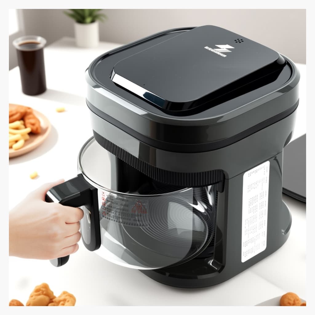 OKICASA Air fryer Recipiente de vidro de 4,5 L Preto Tela sensível ao toque inteligente Fritadeira de Ar 1350W 127V