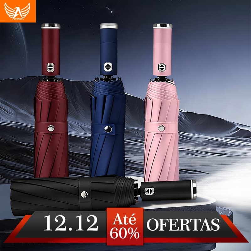 Altomex Guarda-chuva dobrável com iluminação LED integrada, mecanismo automático de abertura/fecho