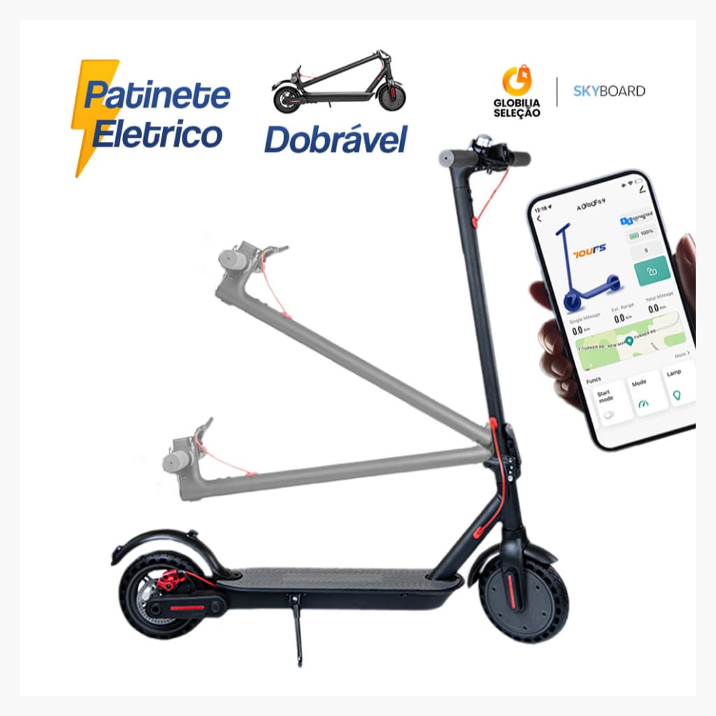 Patinete elétrico Scooter Dobrável 8,5 polegadas  com Bluetooth Alta velocidade Longo alcance Alta capacidade de carga