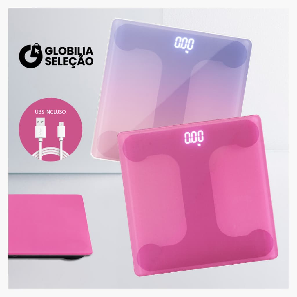 Balança de Peso Corporal Digital USB Balança Colorido de Banheiro de Banho com tela LED até 180KG com Pilha